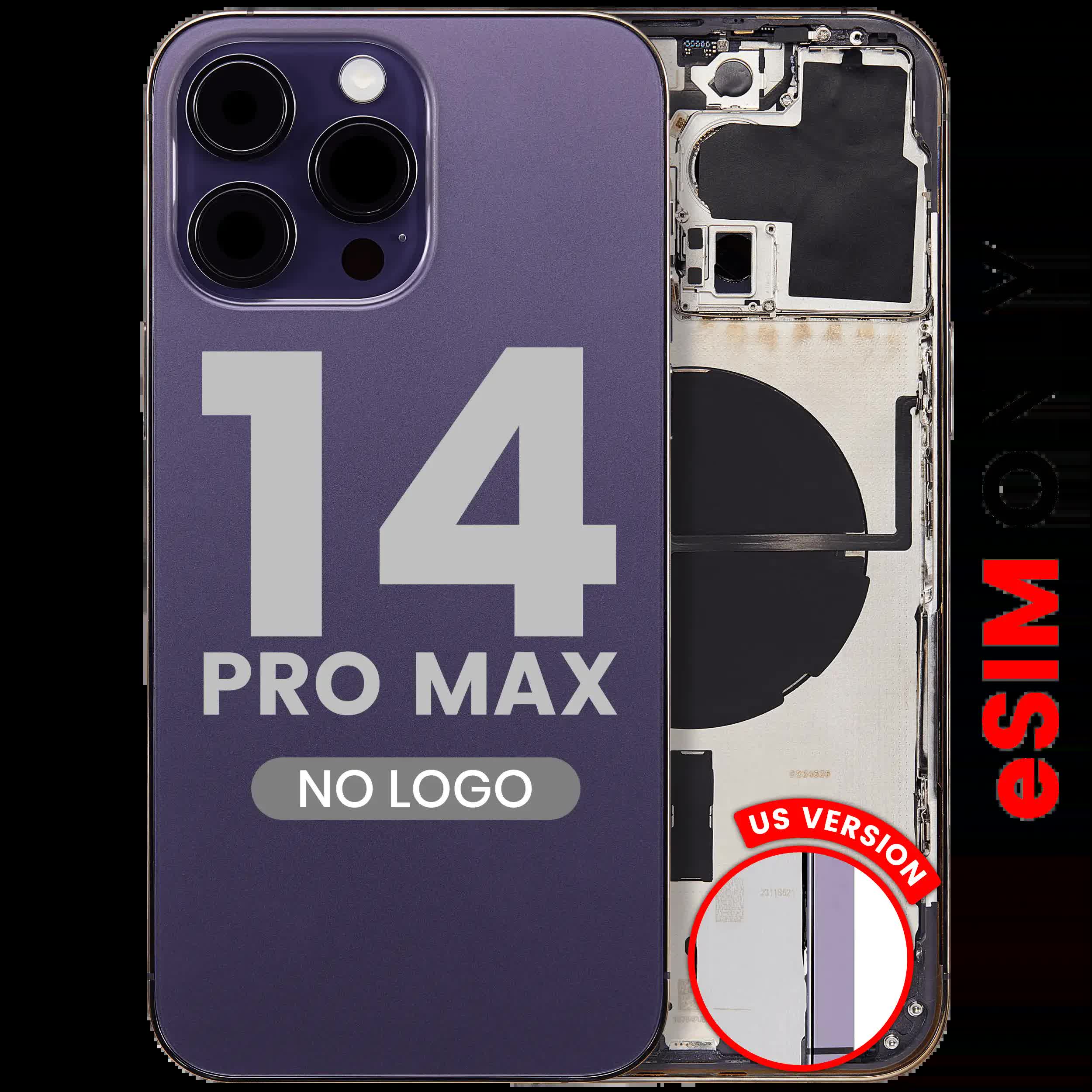 Rückgehäuse mit Kleinteilen für iPhone 14 Pro Max (US-Version) (Aftermarket Plus) (Deep Purple)