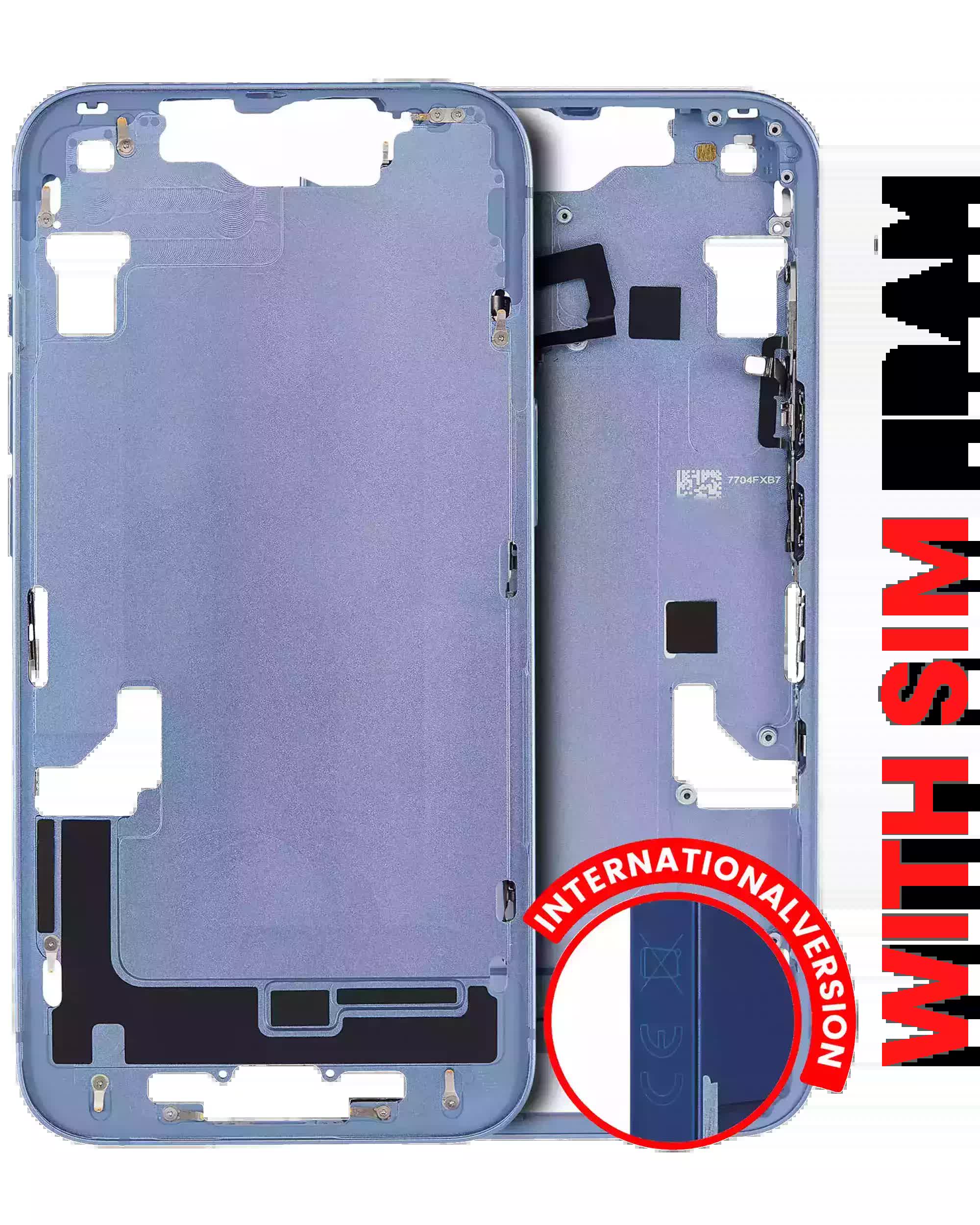 Mittelrahmen mit Kleinteilen für iPhone 14 (EU / globale Version) (Aftermarket Plus) (Blue (Blau))