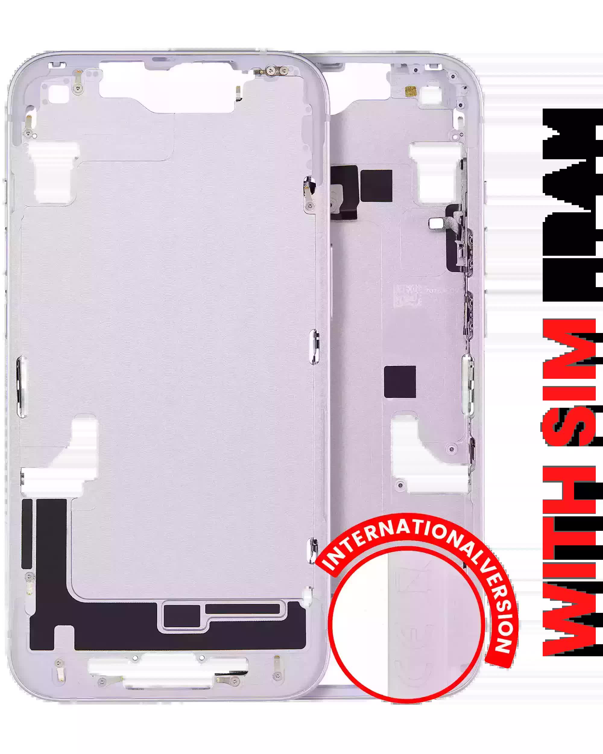 Mittelrahmen mit Kleinteilen für iPhone 14 (EU / globale Version) (Aftermarket Plus) (Purple (Violett))