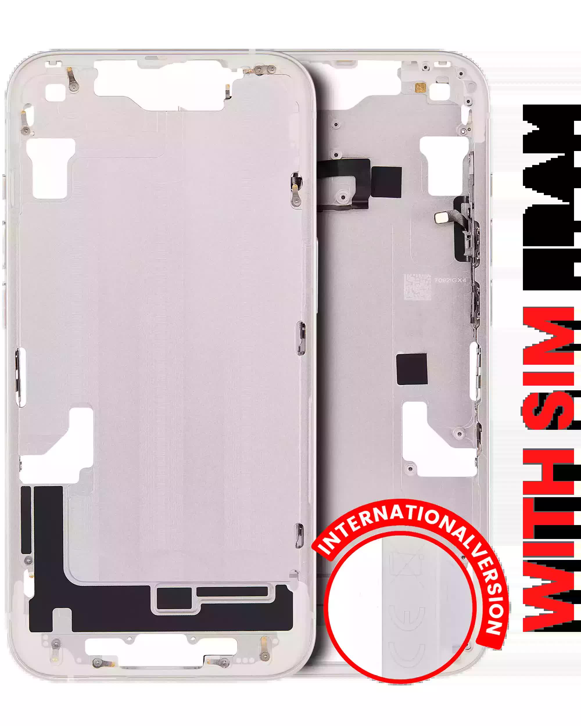Mittelrahmen mit Kleinteilen für iPhone 14 (EU / globale Version) (Aftermarket Plus) (Starlight)