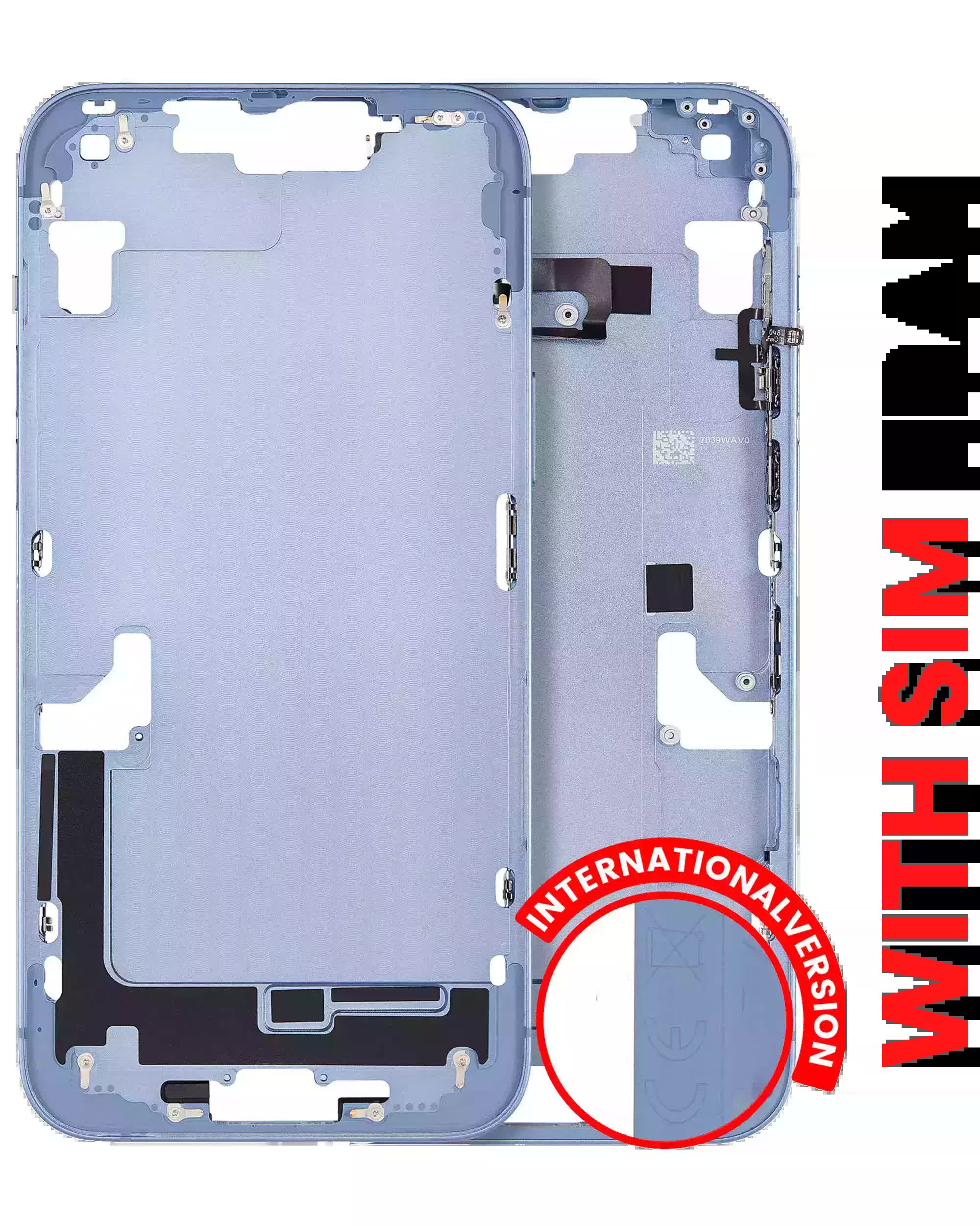 Mittelrahmen mit Kleinteilen für iPhone 14 Plus (EU / globale Version) (Aftermarket Plus) (Blue (Blau))