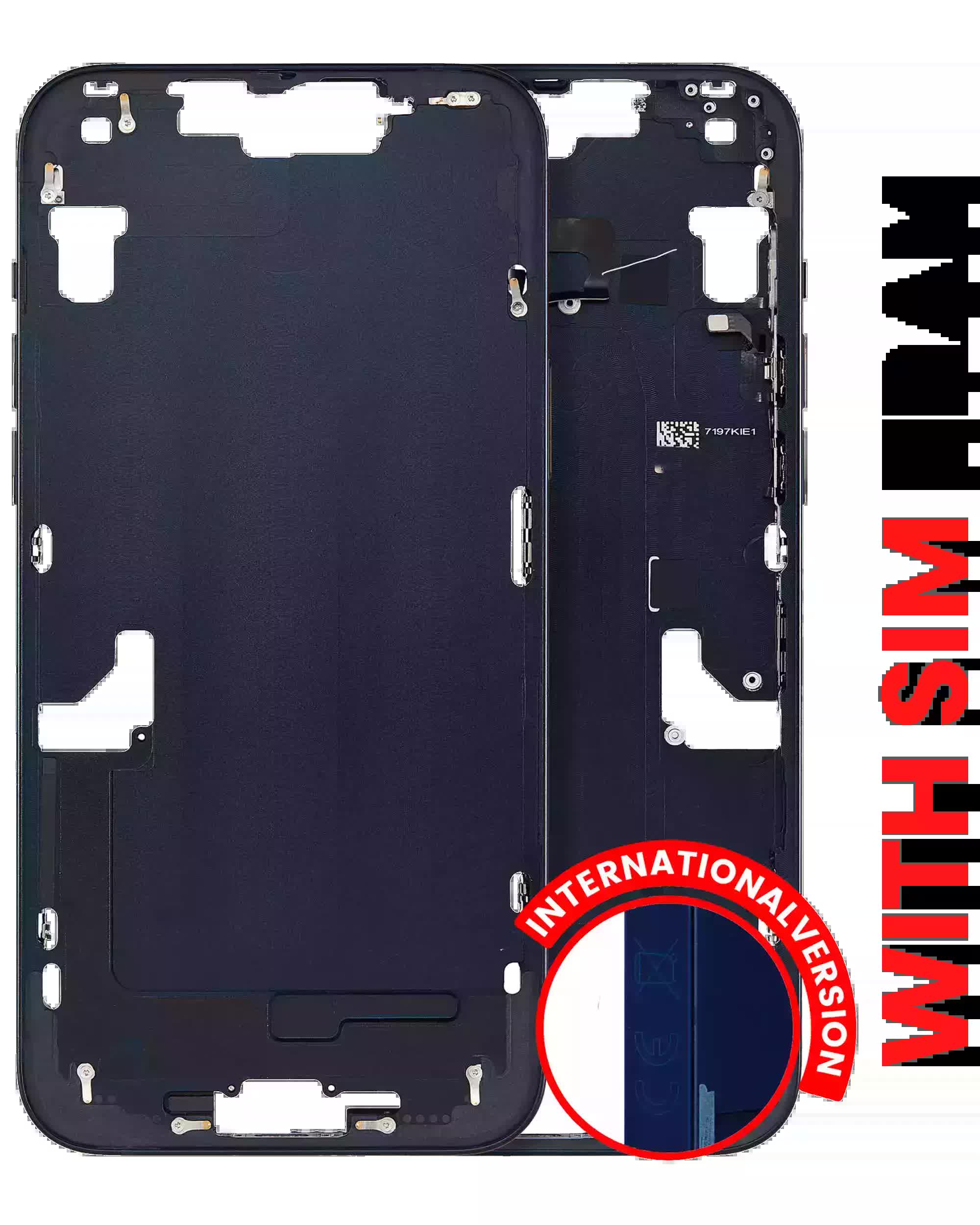 Mittelrahmen mit Kleinteilen für iPhone 14 Plus (EU / globale Version) (Aftermarket Plus) (Midnight)