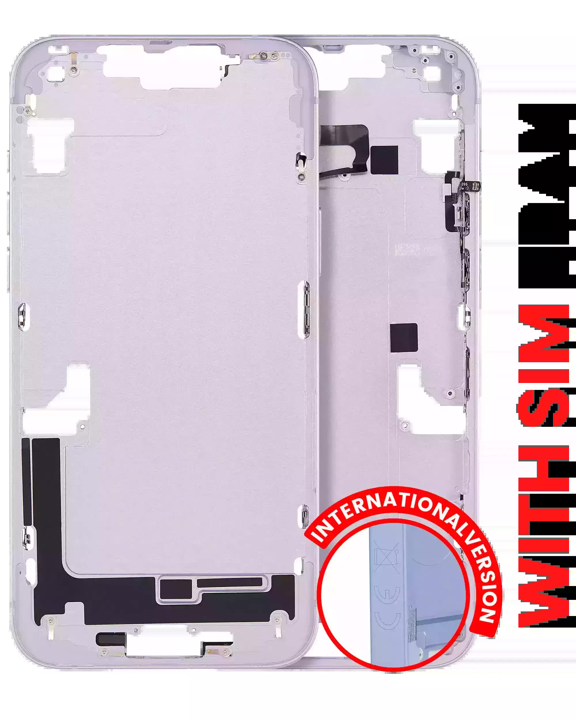 Mittelrahmen mit Kleinteilen für iPhone 14 Plus (EU / globale Version) (Aftermarket Plus) (Purple (Violett))