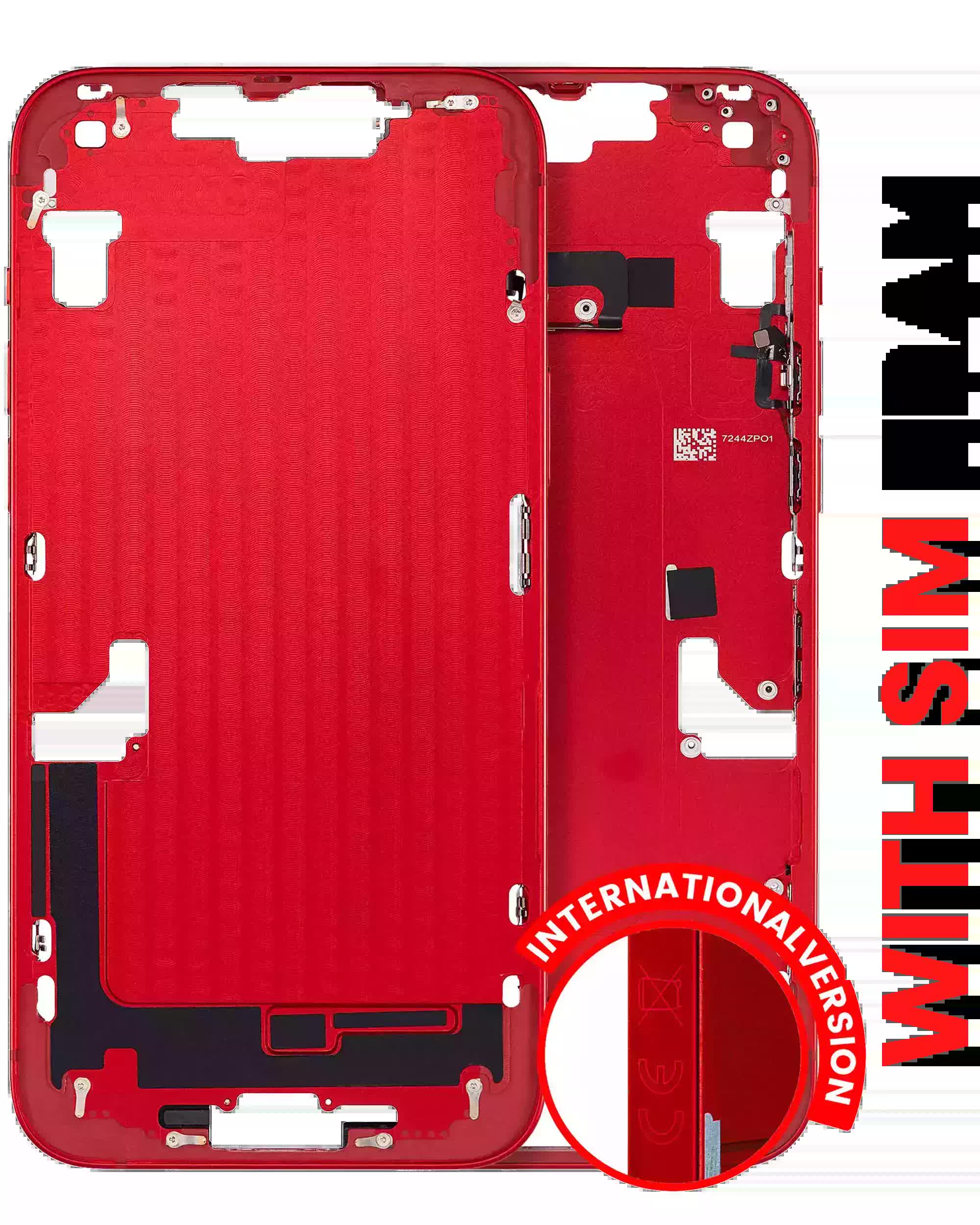 Mittelrahmen mit Kleinteilen für iPhone 14 Plus (EU / globale Version) (Aftermarket Plus) (Red (Rot))