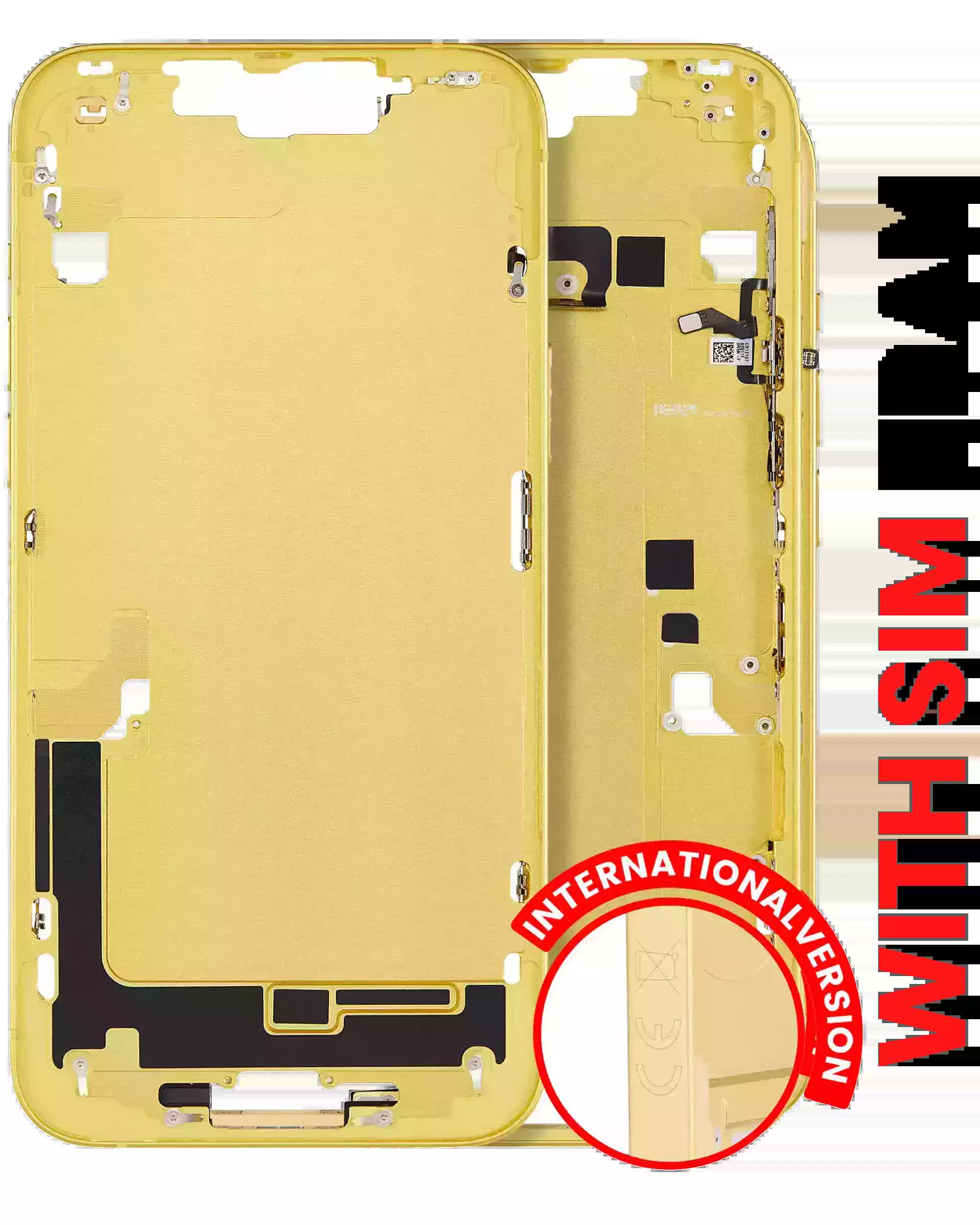 Mittelrahmen mit Kleinteilen für iPhone 14 Plus (EU / globale Version) (Aftermarket Plus) (Yellow)