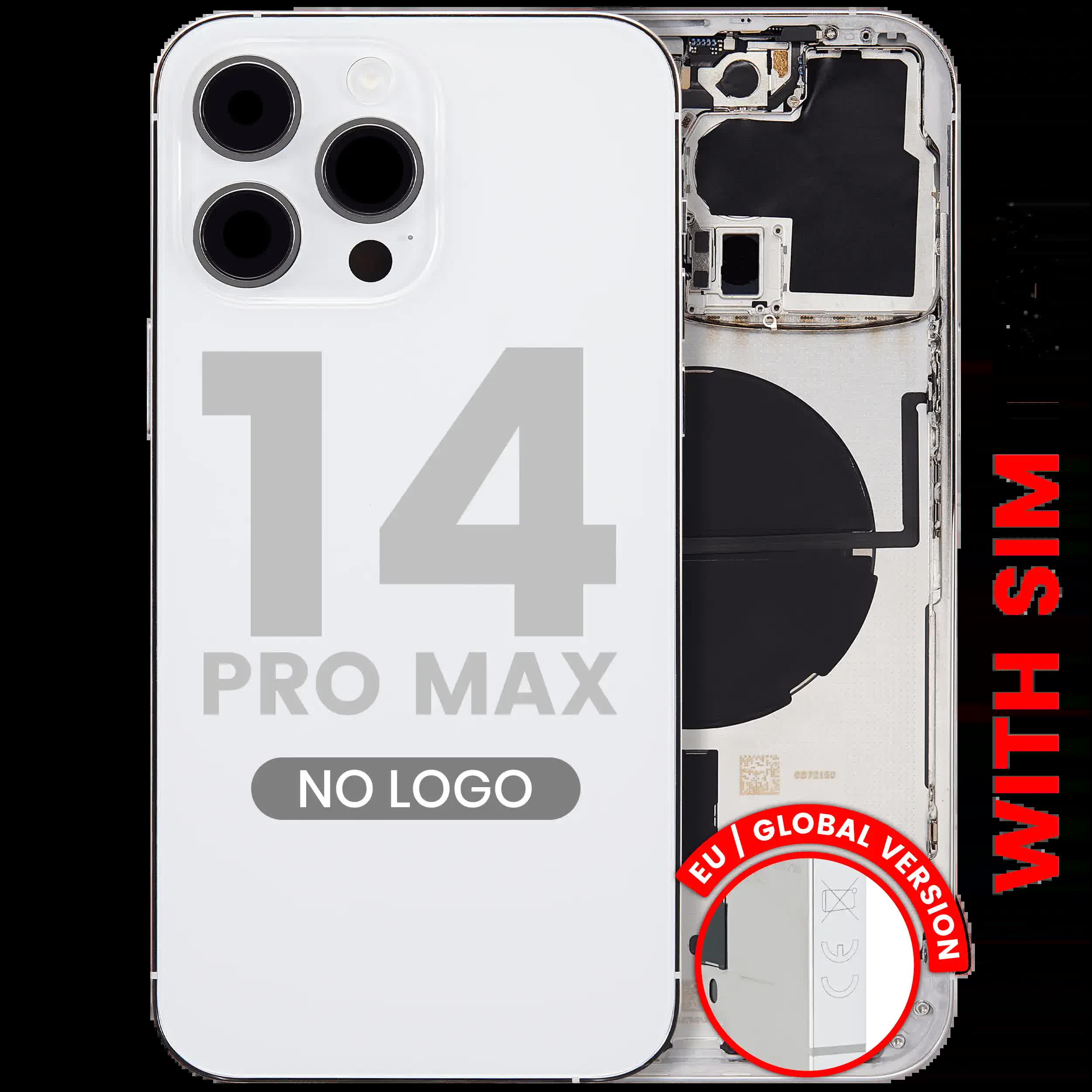 Rückgehäuse mit Kleinteilen für iPhone 14 Pro Max (EU / globale Version) (Aftermarket Plus) (Silver (Silber))