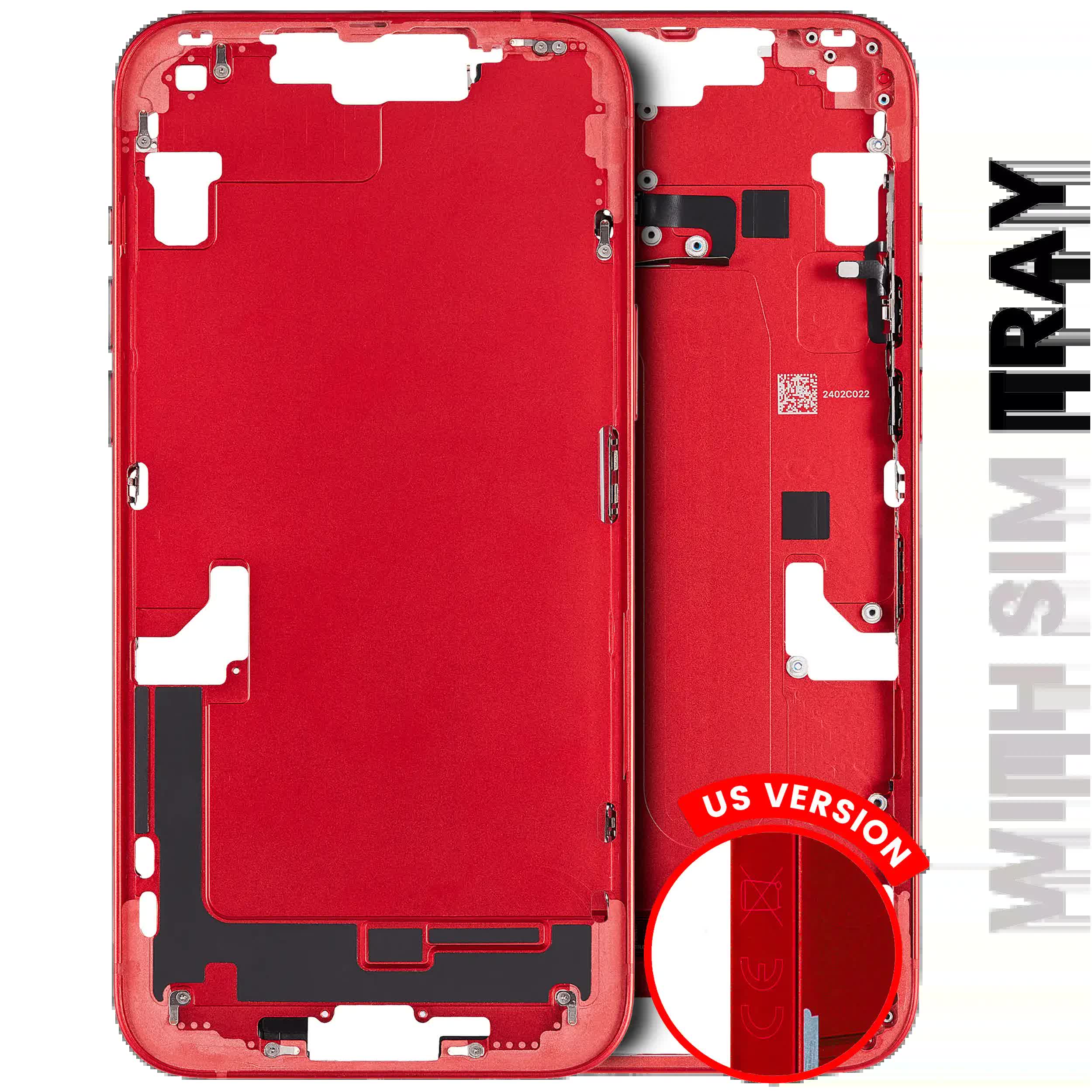 Mittelrahmen mit Kleinteilen für iPhone 14 Plus (EU / globale Version) (ausgebautes Originalteil: Grade A) (Red (Rot))