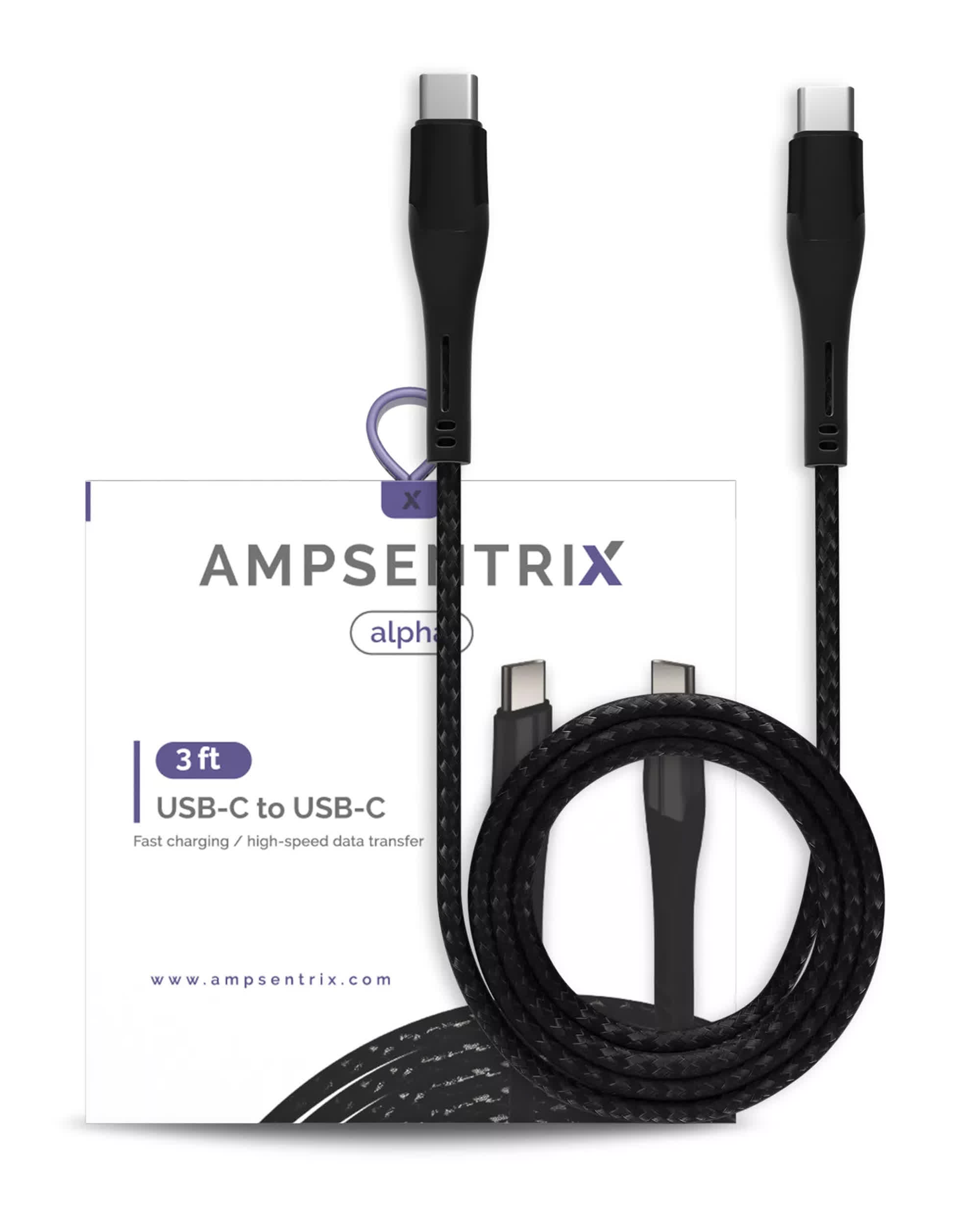 USB Type C To USB Type C Kabel (1 m / 3 ft) (AmpSentrix Alpha) (Black (Schwarz))