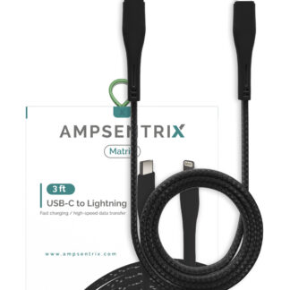 Lightning To USB Type C Kabel (Non-MFI) (1 m / 3 ft) (AmpSentrix Matrix) (Black (Schwarz))