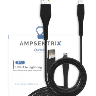 Lightning To USB Type A Kabel (Non-MFI) (1 m / 3 ft) (AmpSentrix Matrix) (Black (Schwarz))