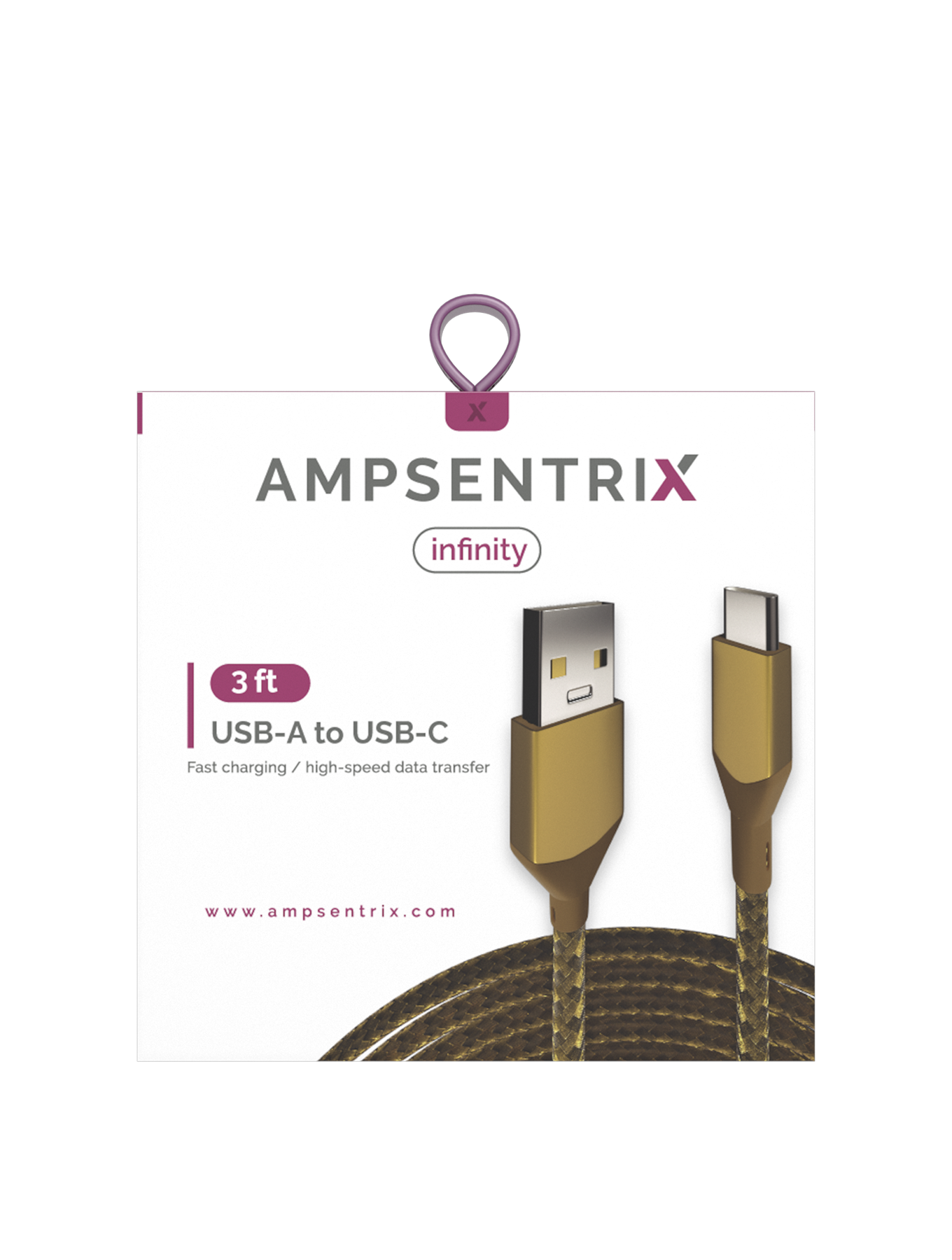 USB Type C To USB Type A Kabel (1 m / 3 ft) (AmpSentrix Infinity) (Gold) – Bild 2