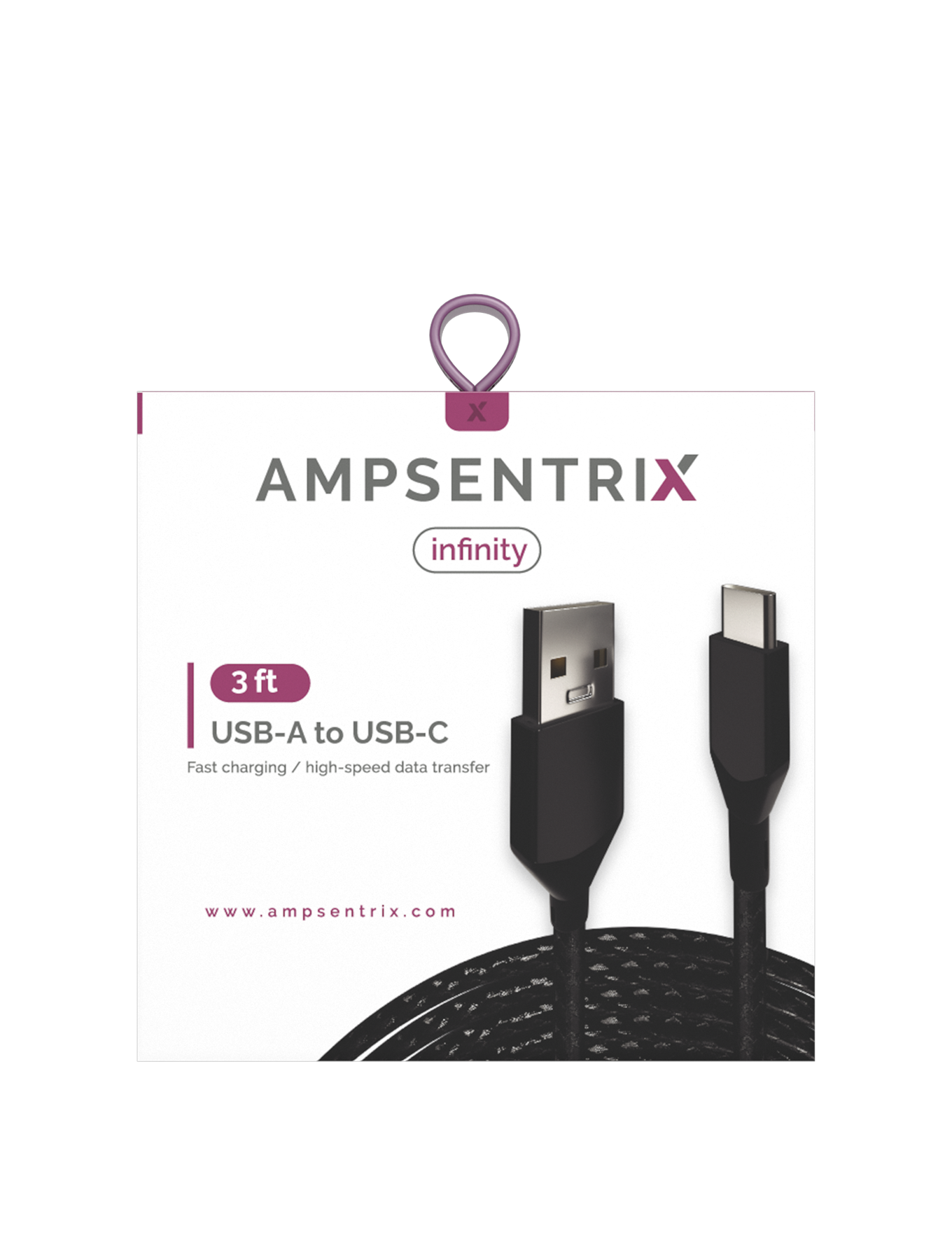USB Type C To USB Type A Kabel (1 m / 3 ft) (AmpSentrix Infinity) (Black (Schwarz)) – Bild 2