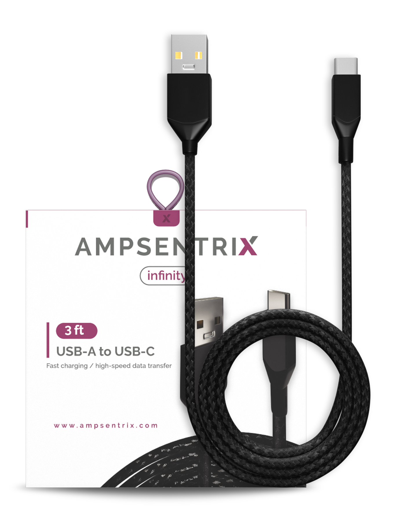 USB Type C To USB Type A Kabel (1 m / 3 ft) (AmpSentrix Infinity) (Black (Schwarz)) – Bild 4