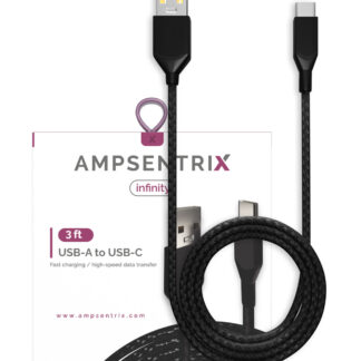 USB Type C To USB Type A Kabel (1 m / 3 ft) (AmpSentrix Infinity) (Black (Schwarz))