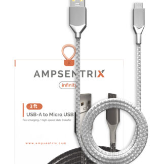Micro USB To USB Type A Kabel (1 m / 3 ft) (AmpSentrix Infinity) (Silver (Silber))