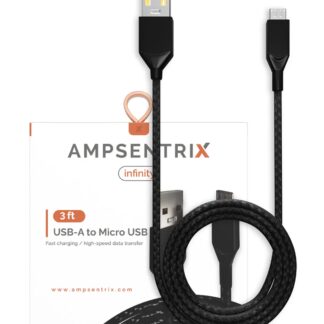 Micro USB To USB Type A Kabel (1 m / 3 ft) (AmpSentrix Infinity) (Black (Schwarz))