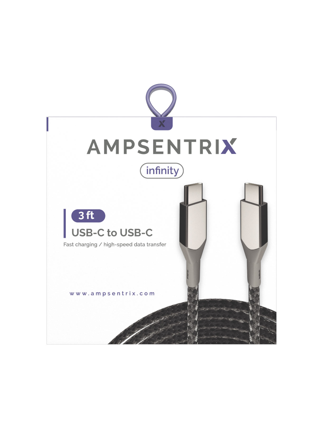 USB Type C To USB Type C Kabel (1 m / 3 ft) (AmpSentrix Infinity) (Silver (Silber)) – Bild 4