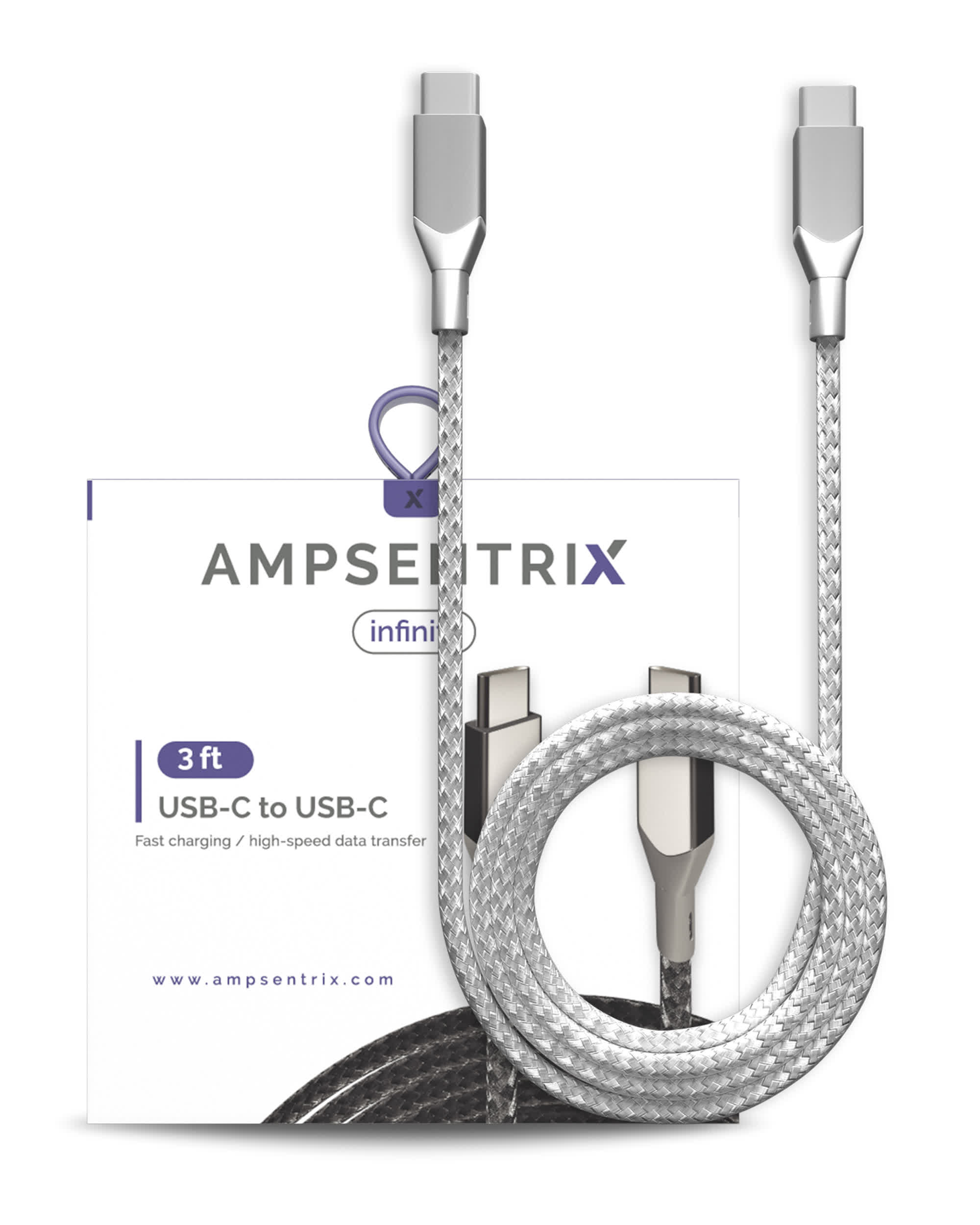 USB Type C To USB Type C Kabel (1 m / 3 ft) (AmpSentrix Infinity) (Silver (Silber))
