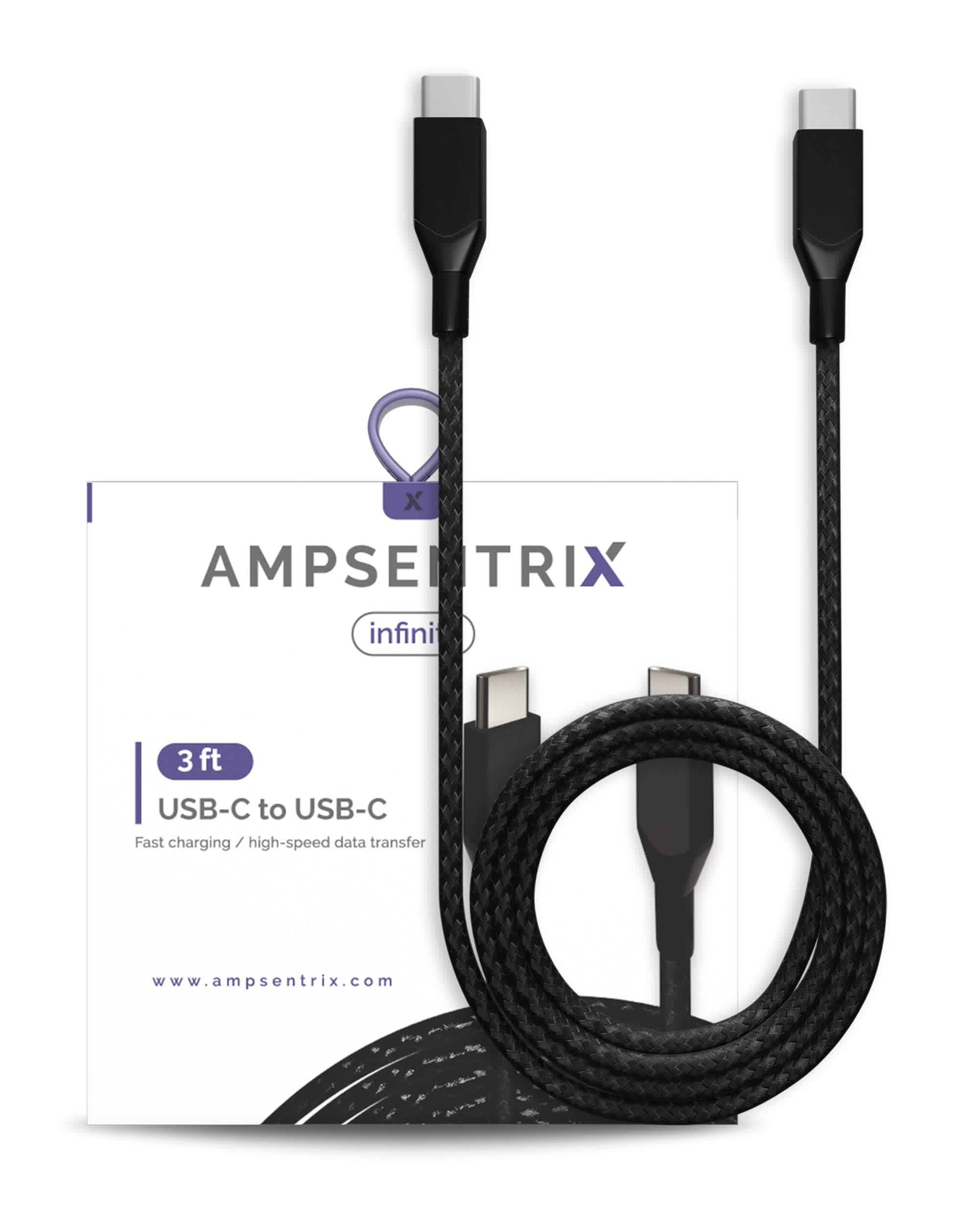 USB Type C To USB Type C Kabel (1 m / 3 ft) (AmpSentrix Infinity) (Black (Schwarz))