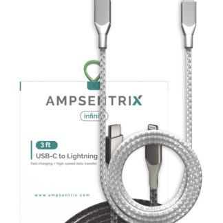 Lightning To USB Type C Kabel (Non-MFI) (1 m / 3 ft) (AmpSentrix Infinity) (Silver (Silber))