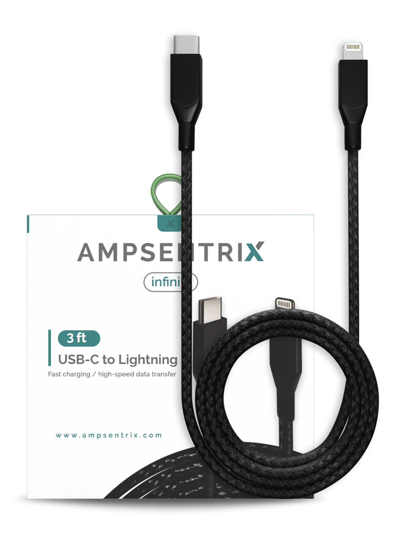 Lightning To USB Type C Kabel (Non-MFI) (1 m / 3 ft) (AmpSentrix Infinity) (Black (Schwarz)) – Bild 3