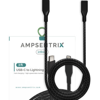 Lightning To USB Type C Kabel (Non-MFI) (1 m / 3 ft) (AmpSentrix Infinity) (Black (Schwarz))