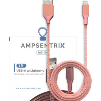 USB Type A To Lightning Kabel (Non-MFI) (1 m / 3 ft) (AmpSentrix Infinity) (Pink (Rosa))