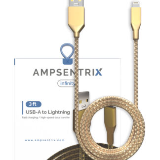 USB Type A To Lightning Kabel (Non-MFI) (1 m / 3 ft) (AmpSentrix Infinity) (Gold)
