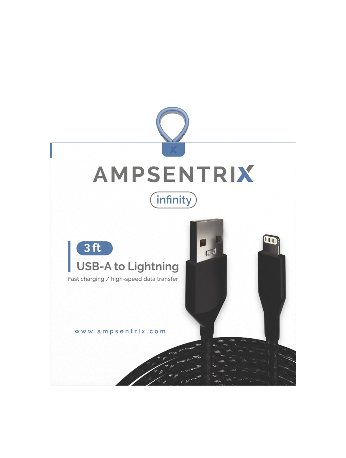 USB Type A To Lightning Kabel (Non-MFI) (1 m / 3 ft) (AmpSentrix Infinity) (Black (Schwarz)) – Bild 4
