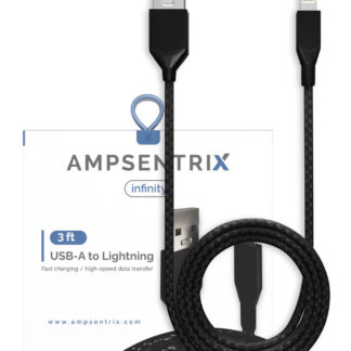 USB Type A To Lightning Kabel (Non-MFI) (1 m / 3 ft) (AmpSentrix Infinity) (Black (Schwarz))