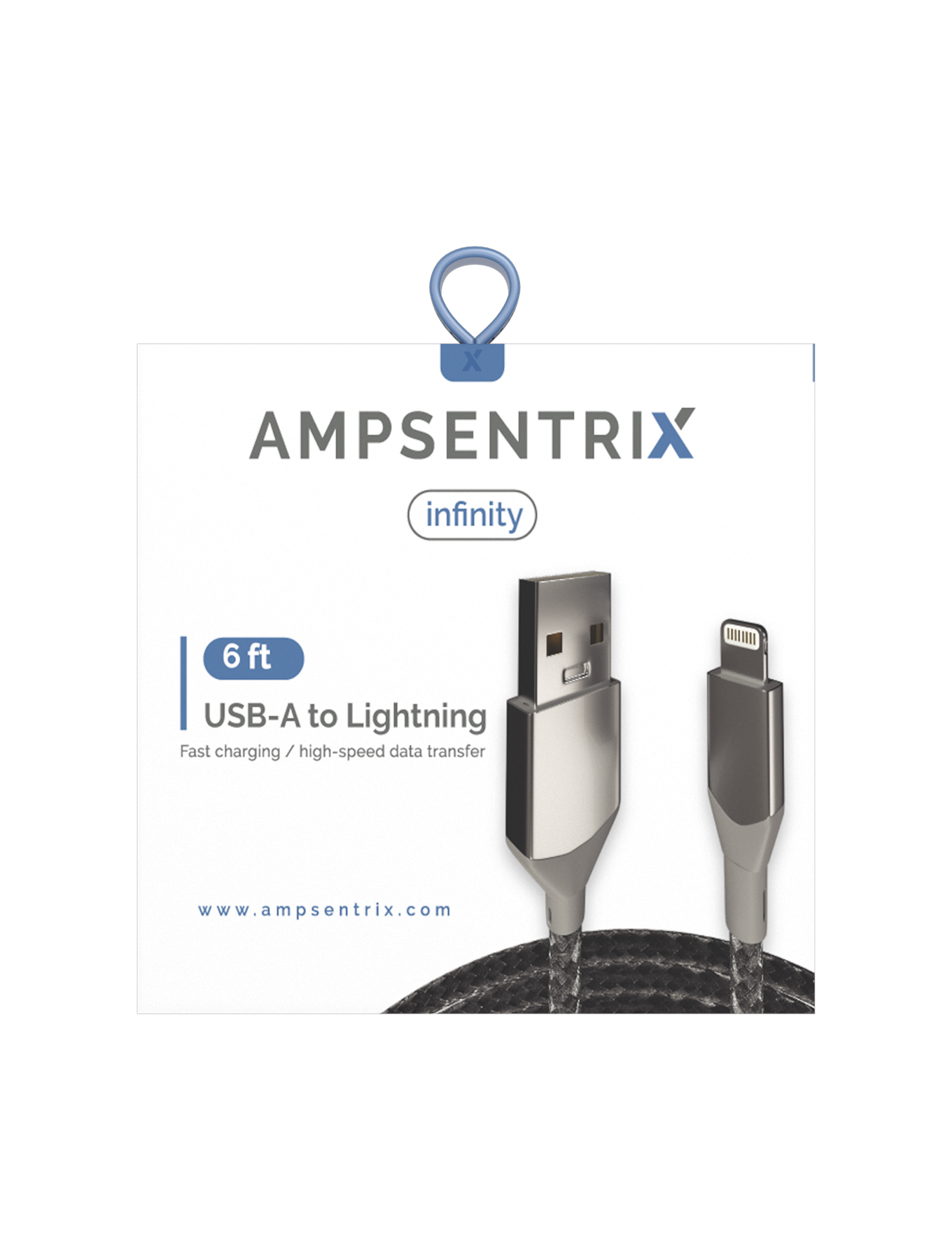 USB Type A To Lightning Kabel (Non-MFI) (1.8 m / 6 ft) (AmpSentrix Infinity) (Silver (Silber)) – Bild 3