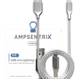 USB Type A To Lightning Kabel (Non-MFI) (1.8 m / 6 ft) (AmpSentrix Infinity) (Silver (Silber))