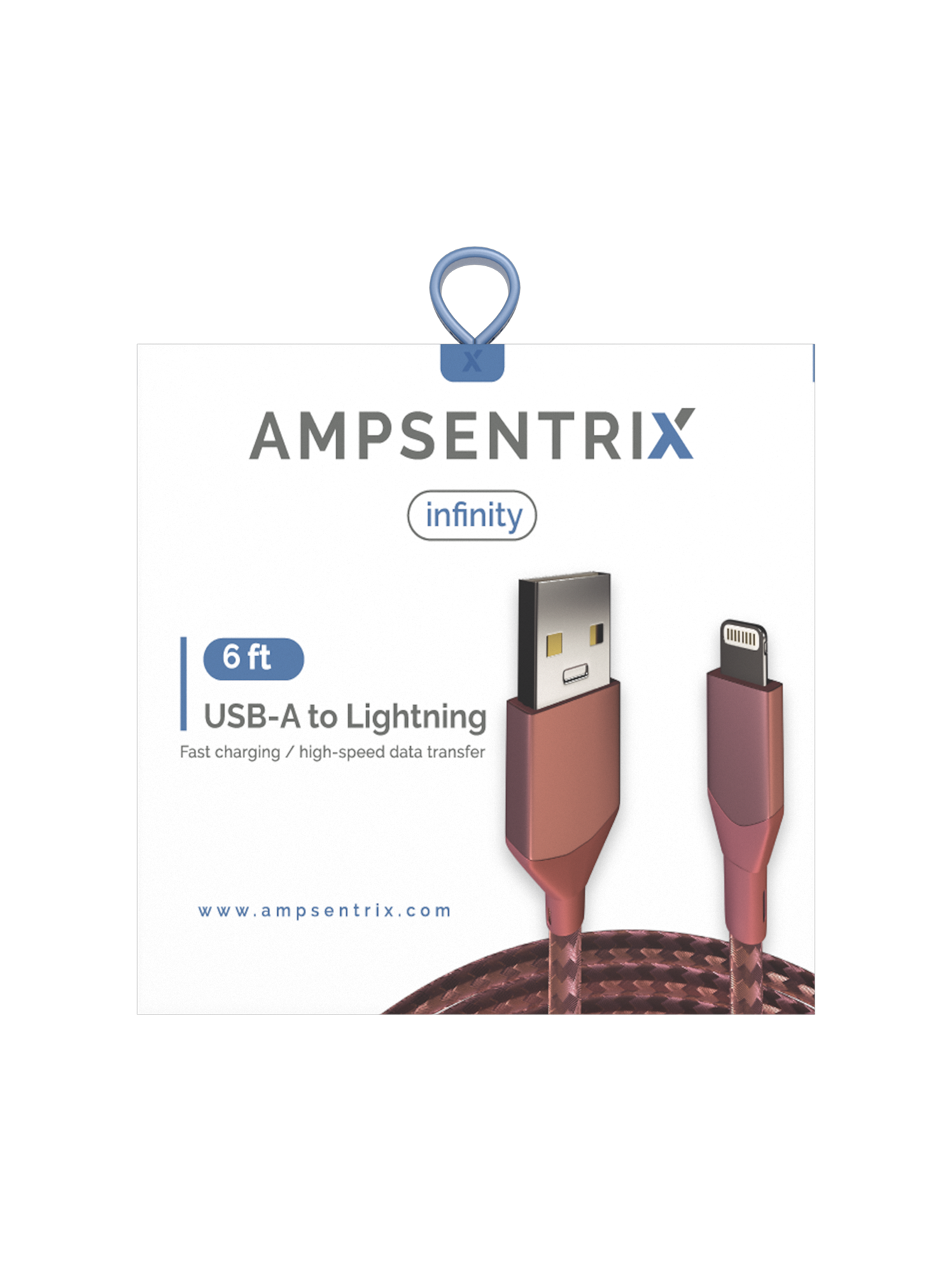 USB Type A To Lightning Kabel (Non-MFI) (1.8 m / 6 ft) (AmpSentrix Infinity) (Pink (Rosa)) – Bild 3