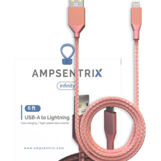 USB Type A To Lightning Kabel (Non-MFI) (1.8 m / 6 ft) (AmpSentrix Infinity) (Pink (Rosa))