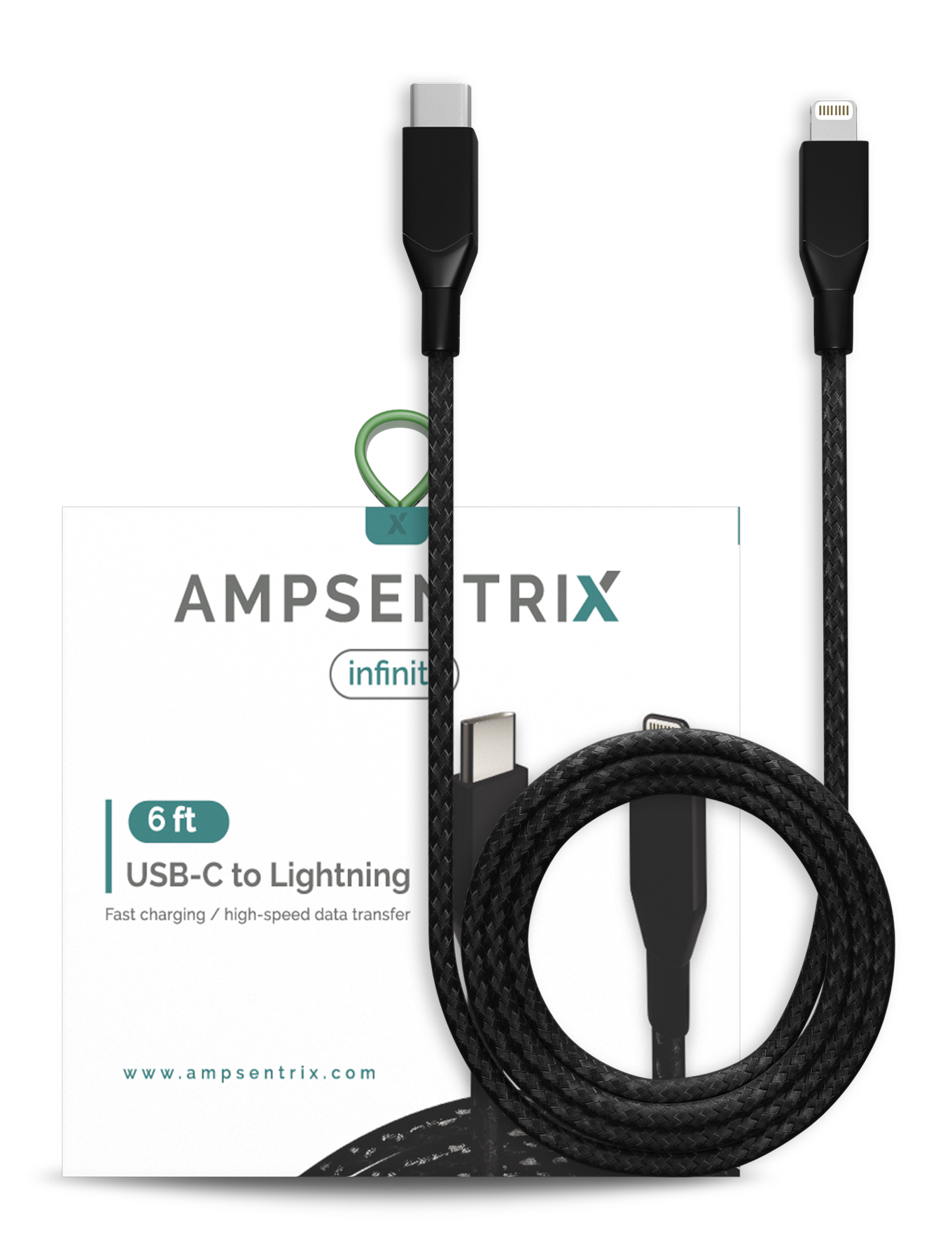 USB Type C To Lightning Kabel (Non-MFI) (1.8 m / 6 ft) (AmpSentrix Infinity) (Black (Schwarz)) – Bild 3