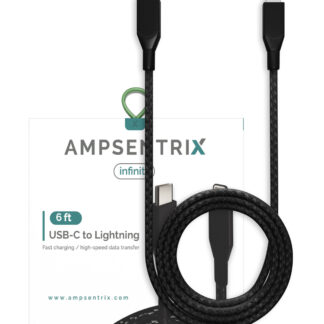 USB Type C To Lightning Kabel (Non-MFI) (1.8 m / 6 ft) (AmpSentrix Infinity) (Black (Schwarz))
