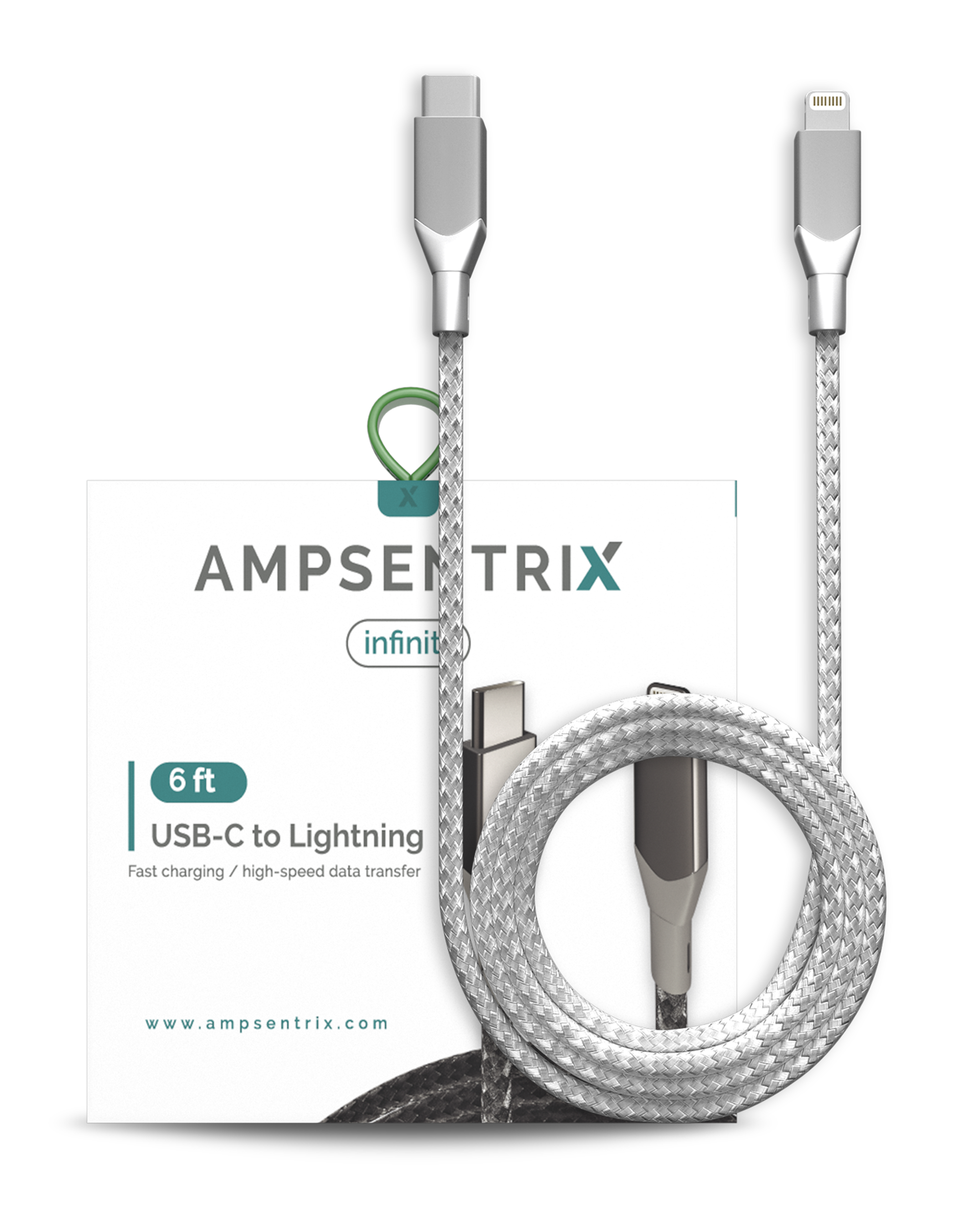 USB Type C To Lightning Kabel (Non-MFI) (1.8 m / 6 ft) (AmpSentrix Infinity) (Silver (Silber)) – Bild 4