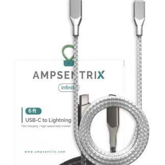 USB Type C To Lightning Kabel (Non-MFI) (1.8 m / 6 ft) (AmpSentrix Infinity) (Silver (Silber))