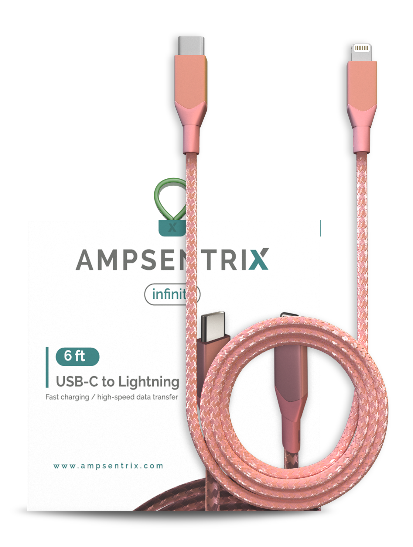 USB Type C To Lightning Kabel (Non-MFI) (1.8 m / 6 ft) (AmpSentrix Infinity) (Pink (Rosa)) – Bild 3