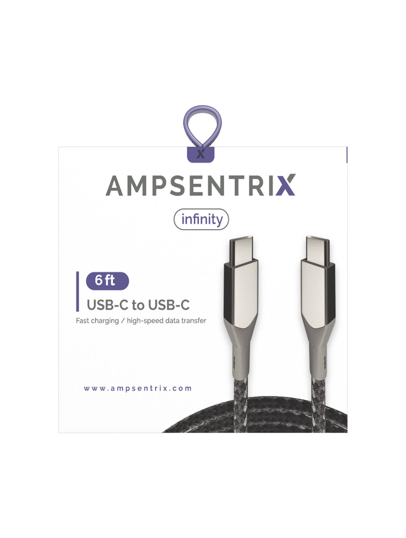 USB Type C To USB Type C Kabel (1.8 m / 6 ft) (AmpSentrix Infinity) (Silver (Silber)) – Bild 3