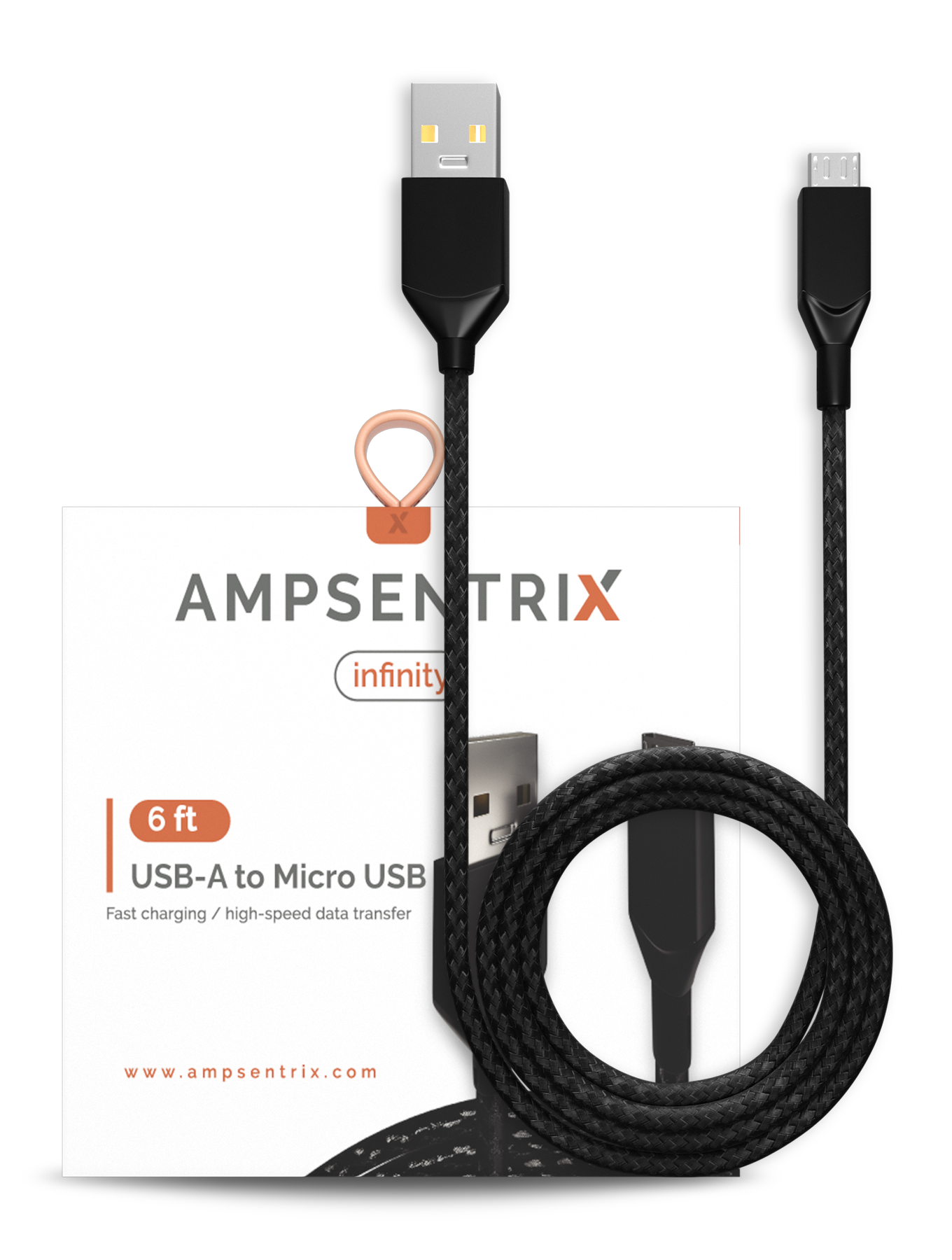 Micro USB To USB Type A Kabel (1.8 m / 6 ft) (AmpSentrix Infinity) (Black (Schwarz)) – Bild 4