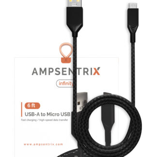 Micro USB To USB Type A Kabel (1.8 m / 6 ft) (AmpSentrix Infinity) (Black (Schwarz))