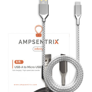 Micro USB To USB Type A Kabel (1.8 m / 6 ft) (AmpSentrix Infinity) (Silver (Silber))