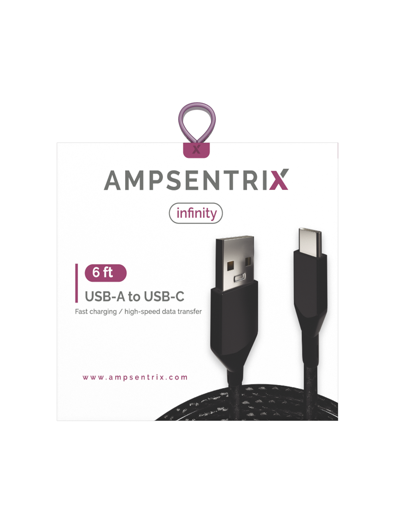 USB Type C To USB Type A Kabel (1.8 m / 6 ft) (AmpSentrix Infinity) (Black (Schwarz)) – Bild 3