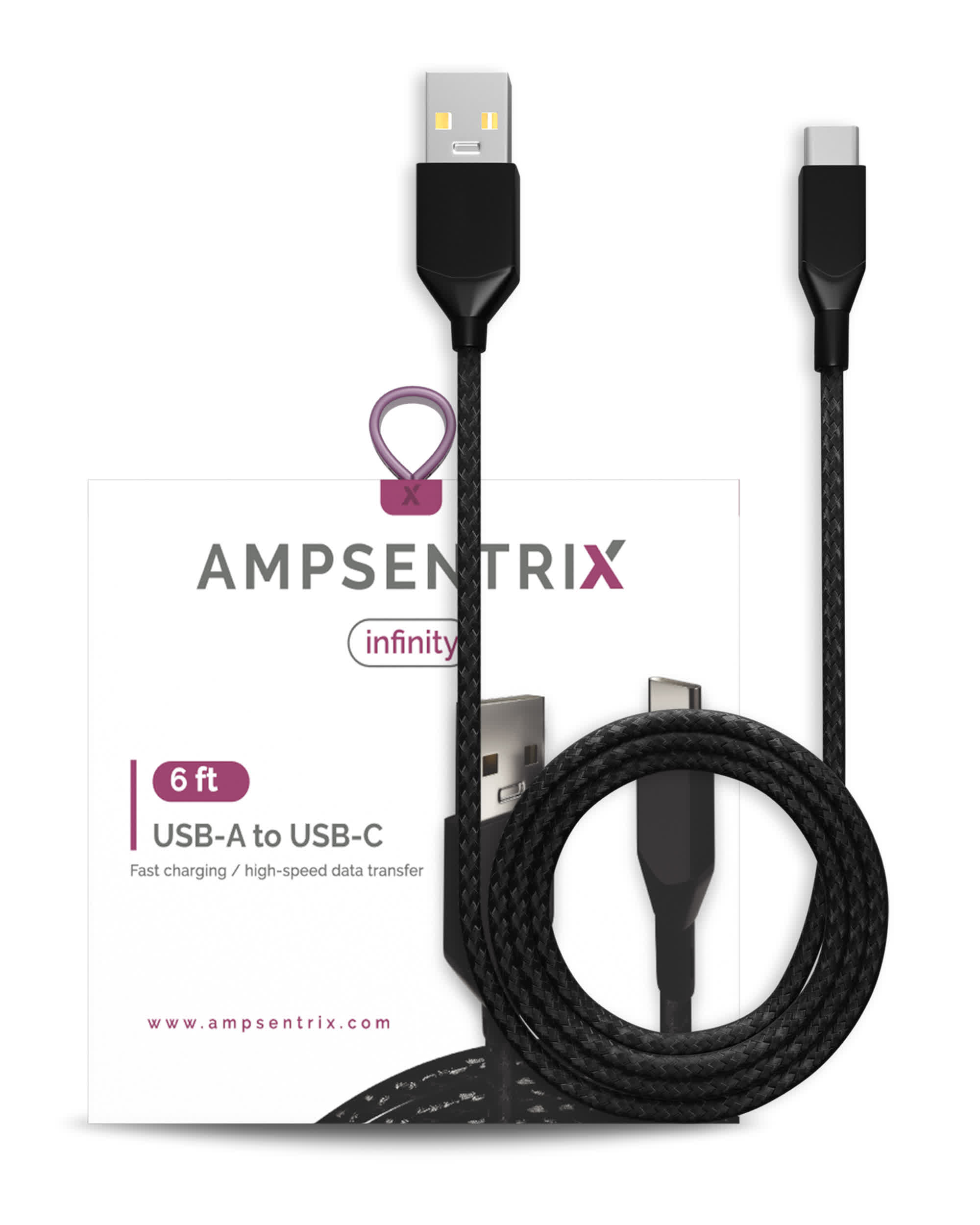 USB Type C To USB Type A Kabel (1.8 m / 6 ft) (AmpSentrix Infinity) (Black (Schwarz))