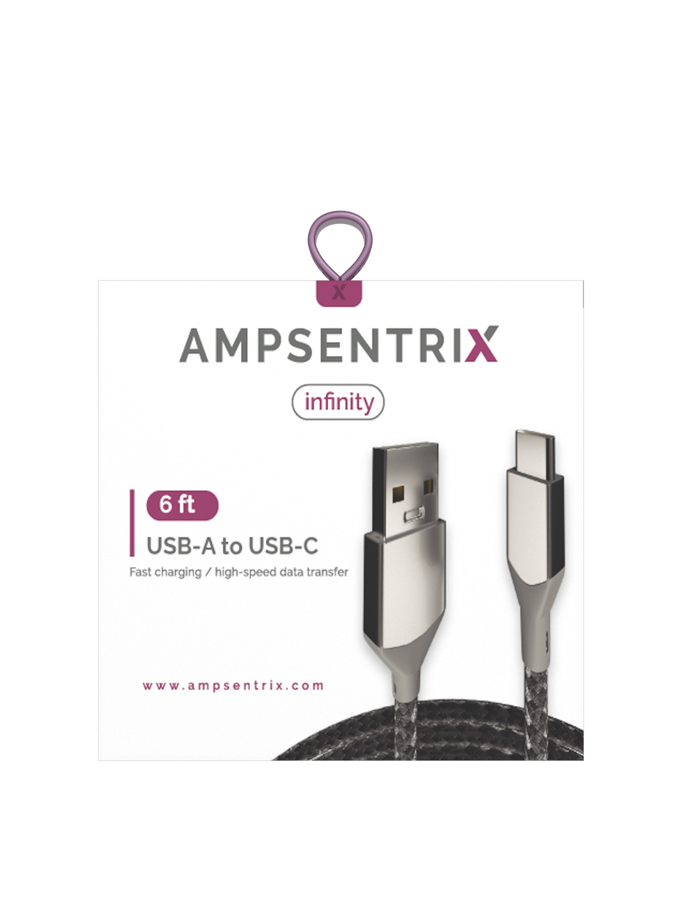 USB Type C To USB Type A Kabel (1.8 m / 6 ft) (AmpSentrix Infinity) (Silver (Silber)) – Bild 4