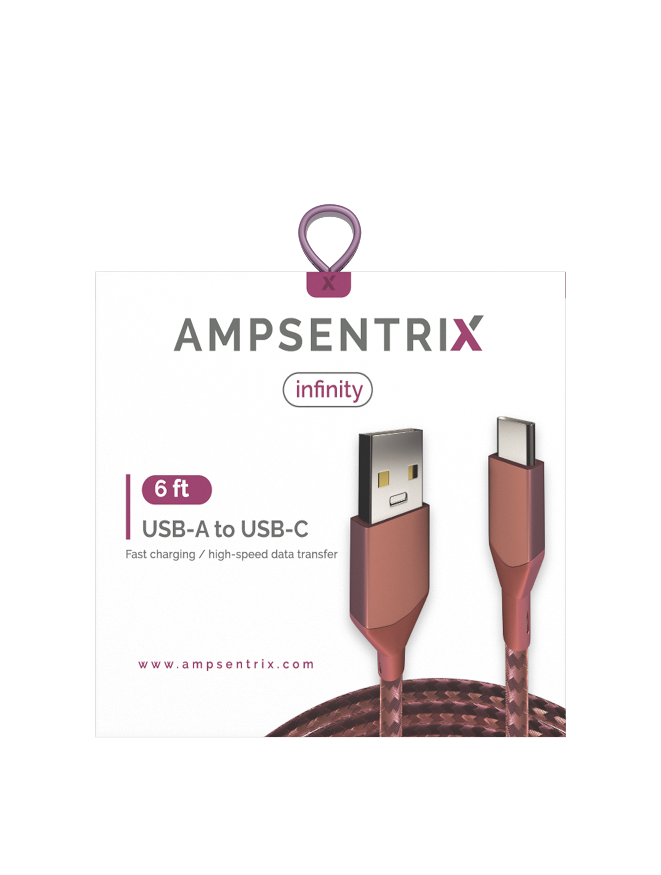 USB Type C To USB Type A Kabel (1.8 m / 6 ft) (AmpSentrix Infinity) (Pink (Rosa)) – Bild 2