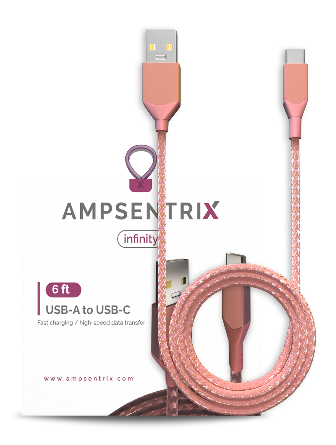 USB Type C To USB Type A Kabel (1.8 m / 6 ft) (AmpSentrix Infinity) (Pink (Rosa)) – Bild 4