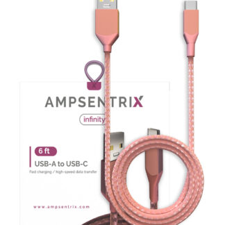USB Type C To USB Type A Kabel (1.8 m / 6 ft) (AmpSentrix Infinity) (Pink (Rosa))