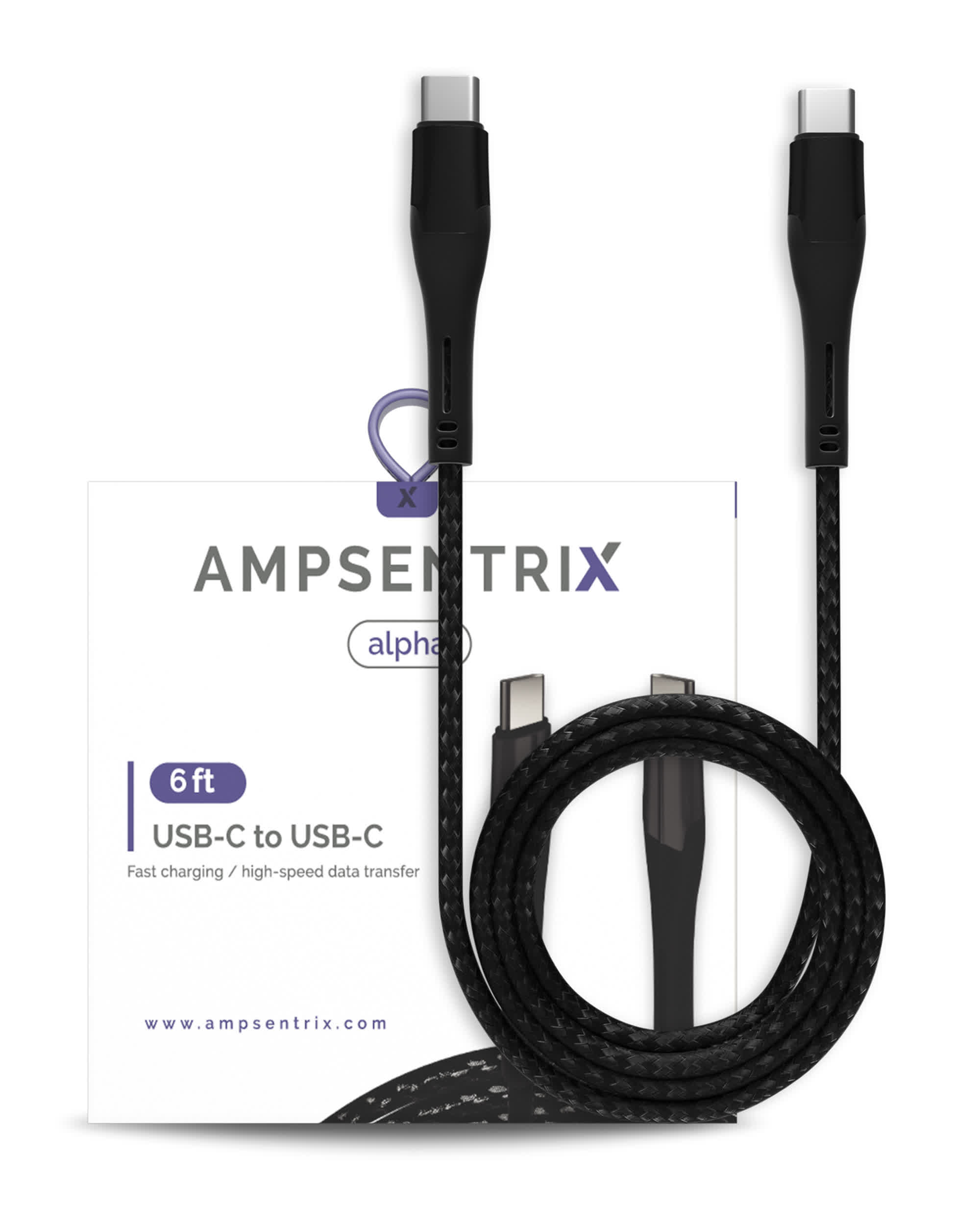 USB Type C To USB Type C Kabel (1.8 m / 6 ft) (AmpSentrix Alpha) (Black (Schwarz))